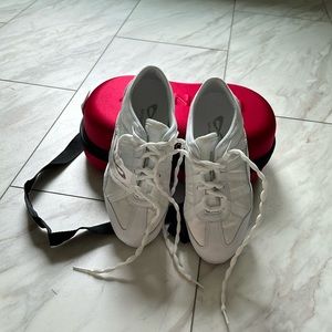 White Nfinity Cheer Shoes and Red Case